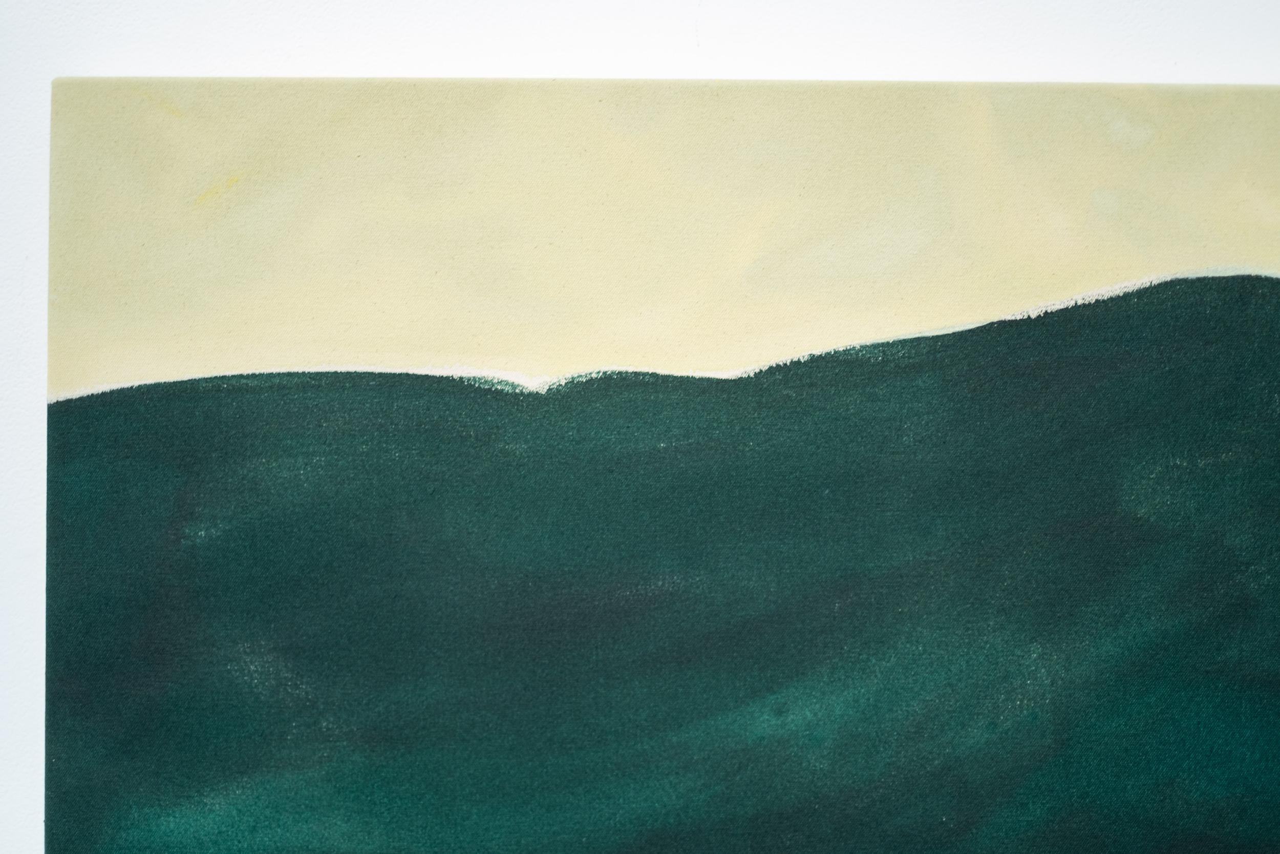 Green Mountain - minimalista, abstracto, paisaje, acrílico sobre lienzo en venta 2