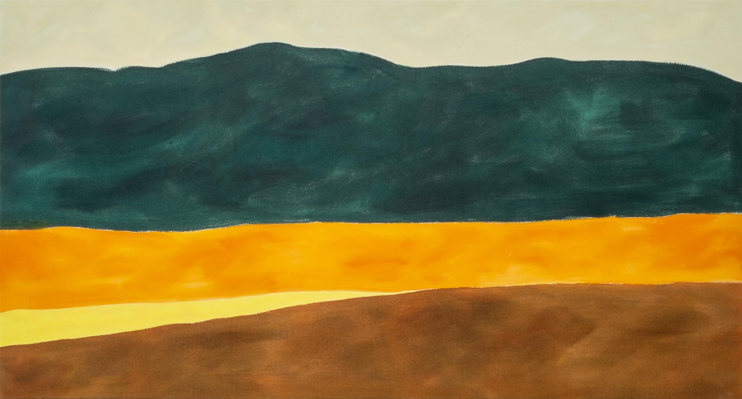 Abstract Painting de Pat Service - Green Mountain - minimalista, abstracto, paisaje, acrílico sobre lienzo