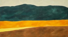 Green Mountain - minimalista, abstracto, paisaje, acrílico sobre lienzo