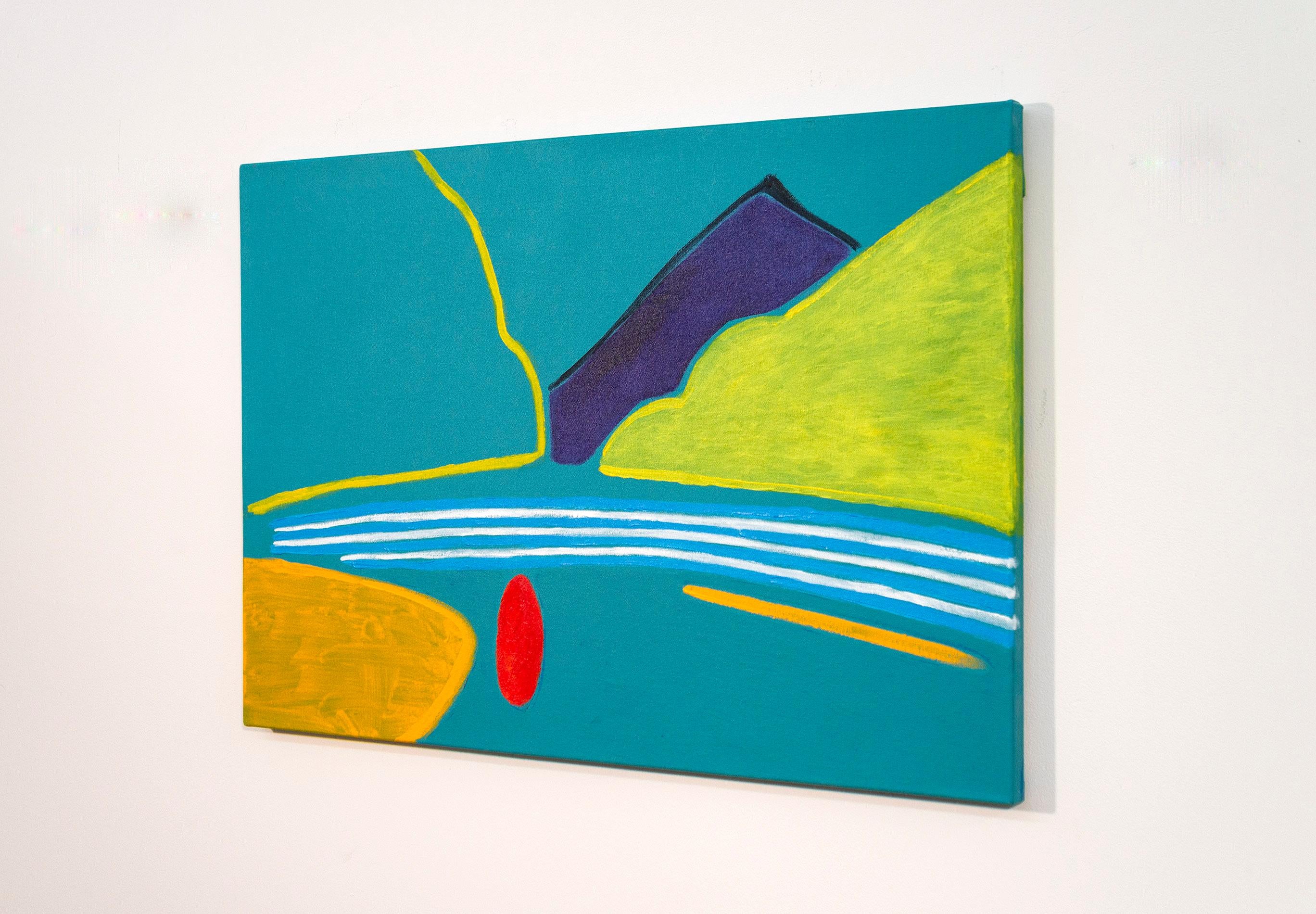 Joan - vibrant, minimalist, abstracted landscape, acrylic on canvas - Painting by Pat Service