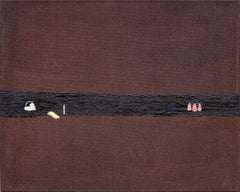 Lake Chocolate - Abstract Landscape Painting, Acrylic on Canvas, 2000s