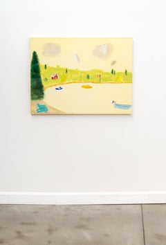 Lago-Junket - cálido, expresivo, colorido, paisaje, acrílico sobre lienzo