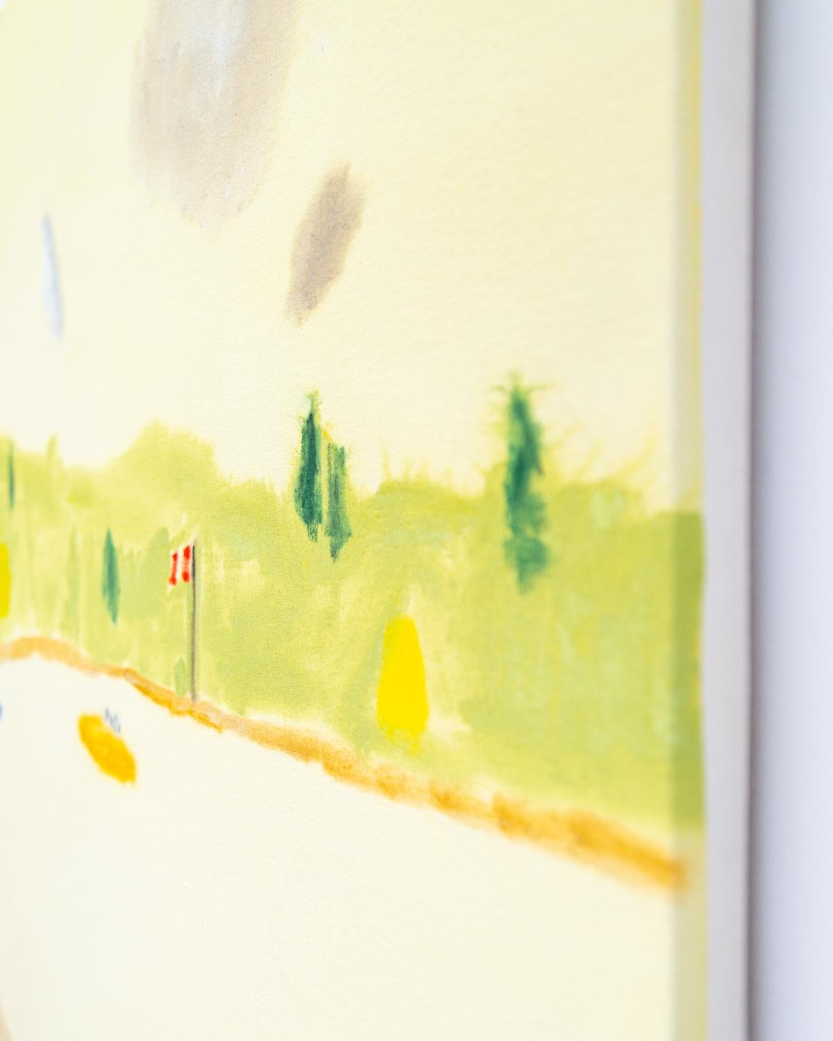Lake-Junket - warm, expressive, colorful, landscape, acrylic on canvas For Sale 1