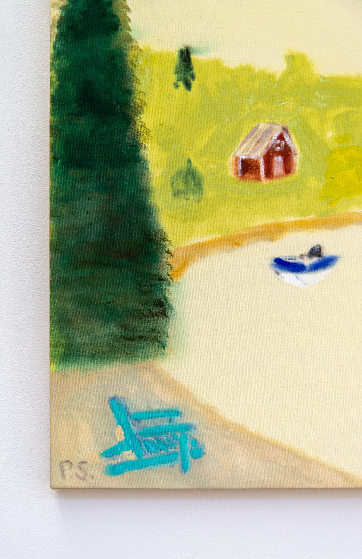 Lake-Junket - warm, expressive, colorful, landscape, acrylic on canvas For Sale 2