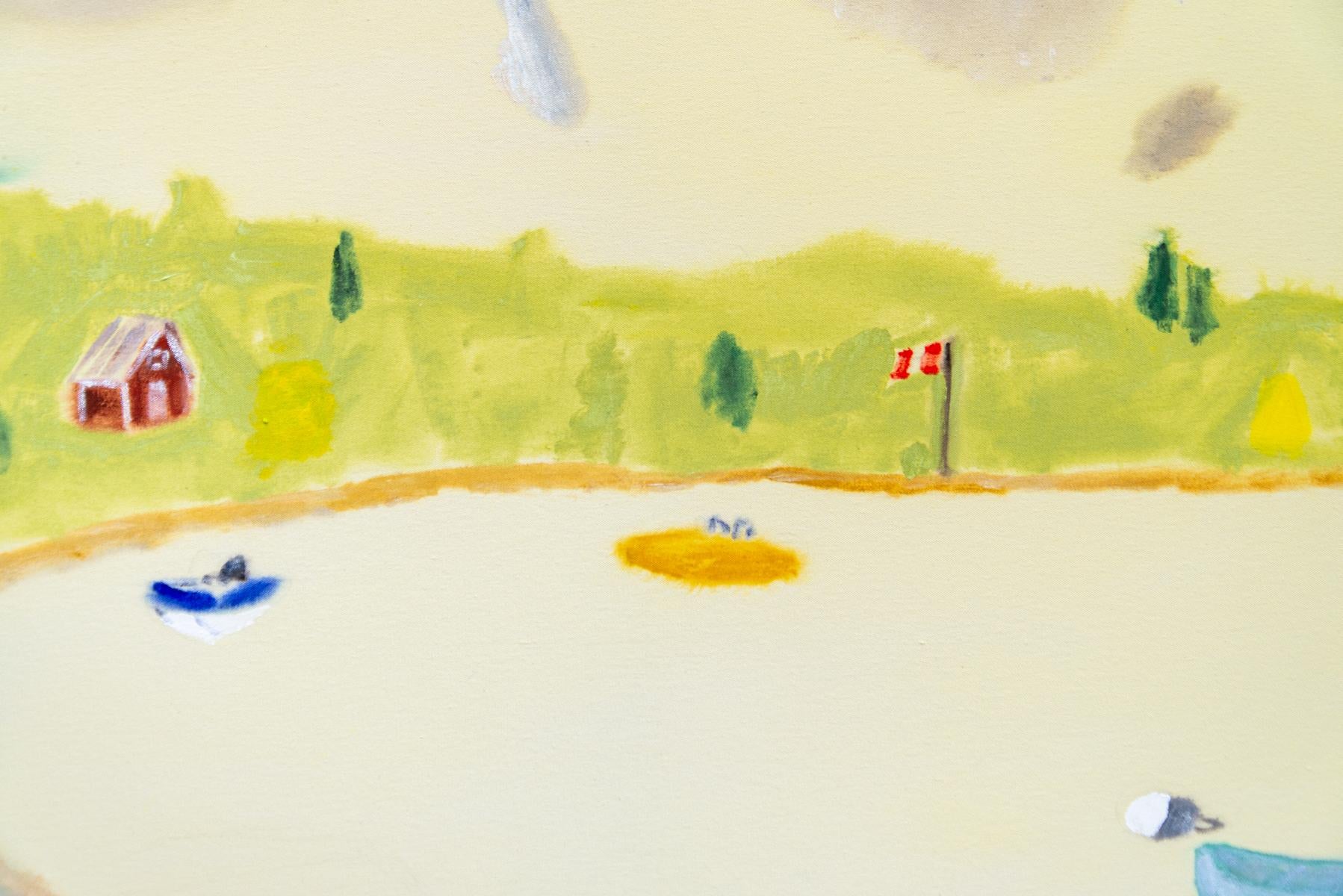 Lake-Junket - warm, expressive, colorful, landscape, acrylic on canvas For Sale 3