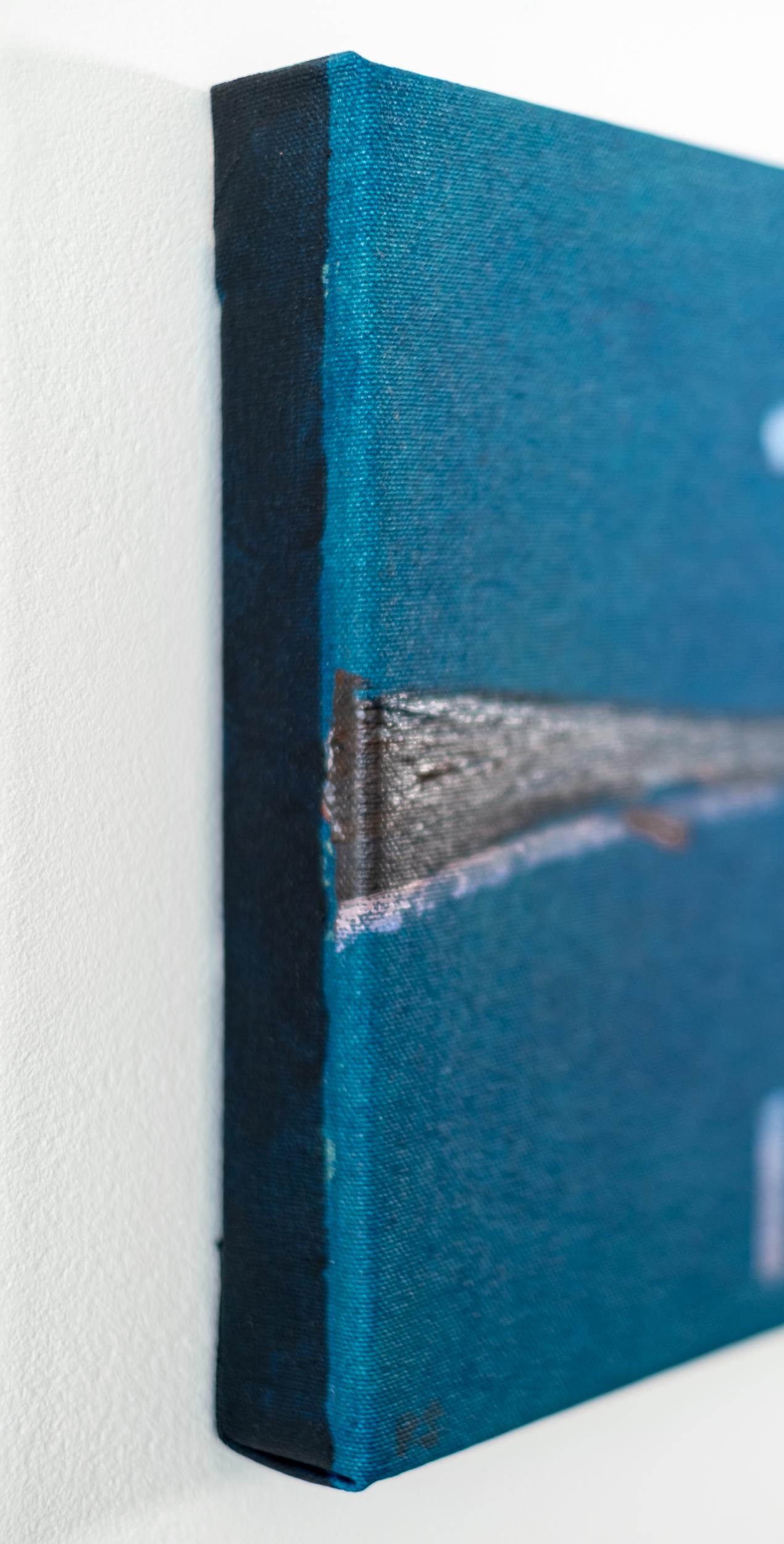 Seeufer: Graphite Blue - zeitgenössisch, minimalistisch, Landschaft, Acryl auf Leinwand im Angebot 7