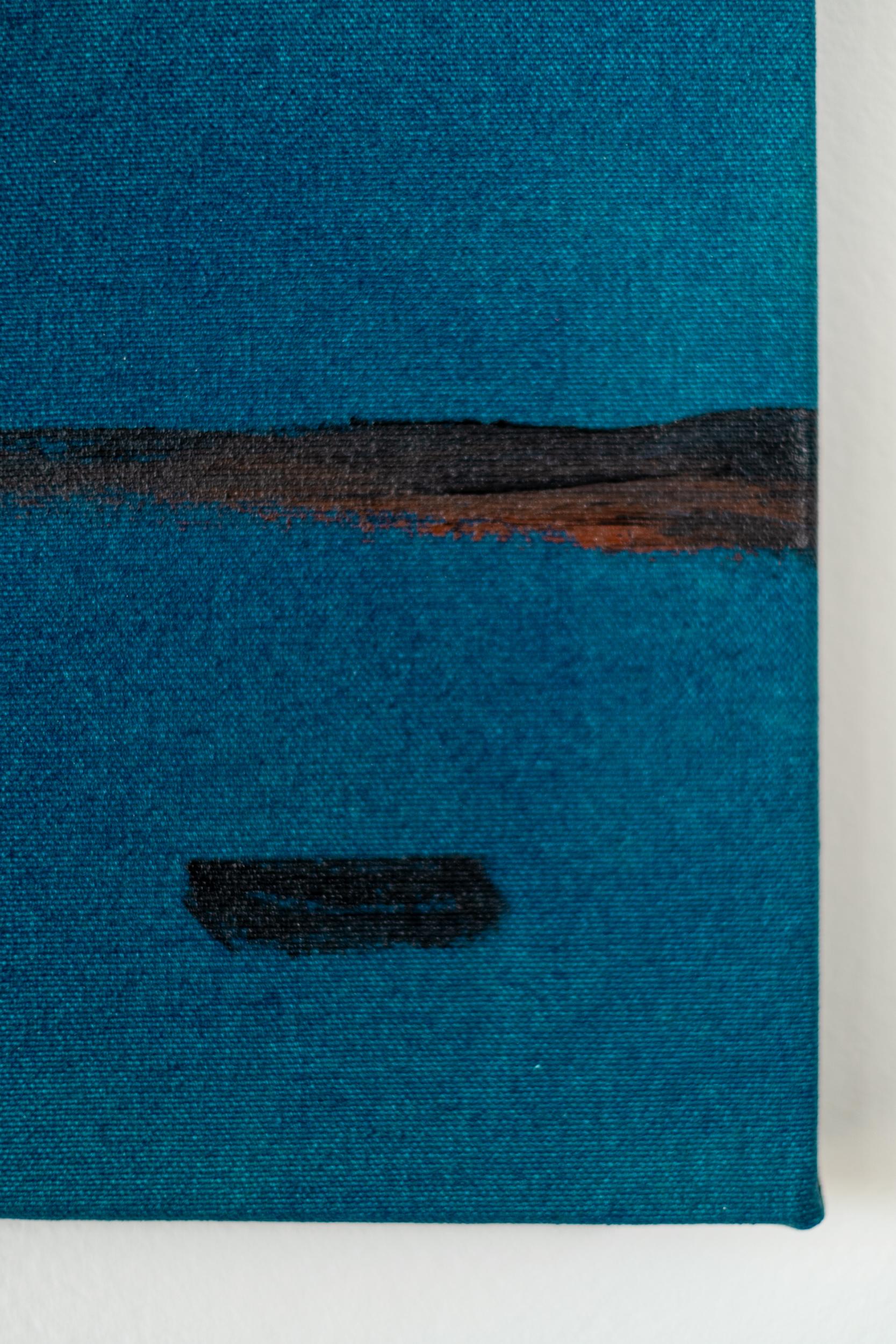 Seeufer: Graphite Blue - zeitgenössisch, minimalistisch, Landschaft, Acryl auf Leinwand im Angebot 4