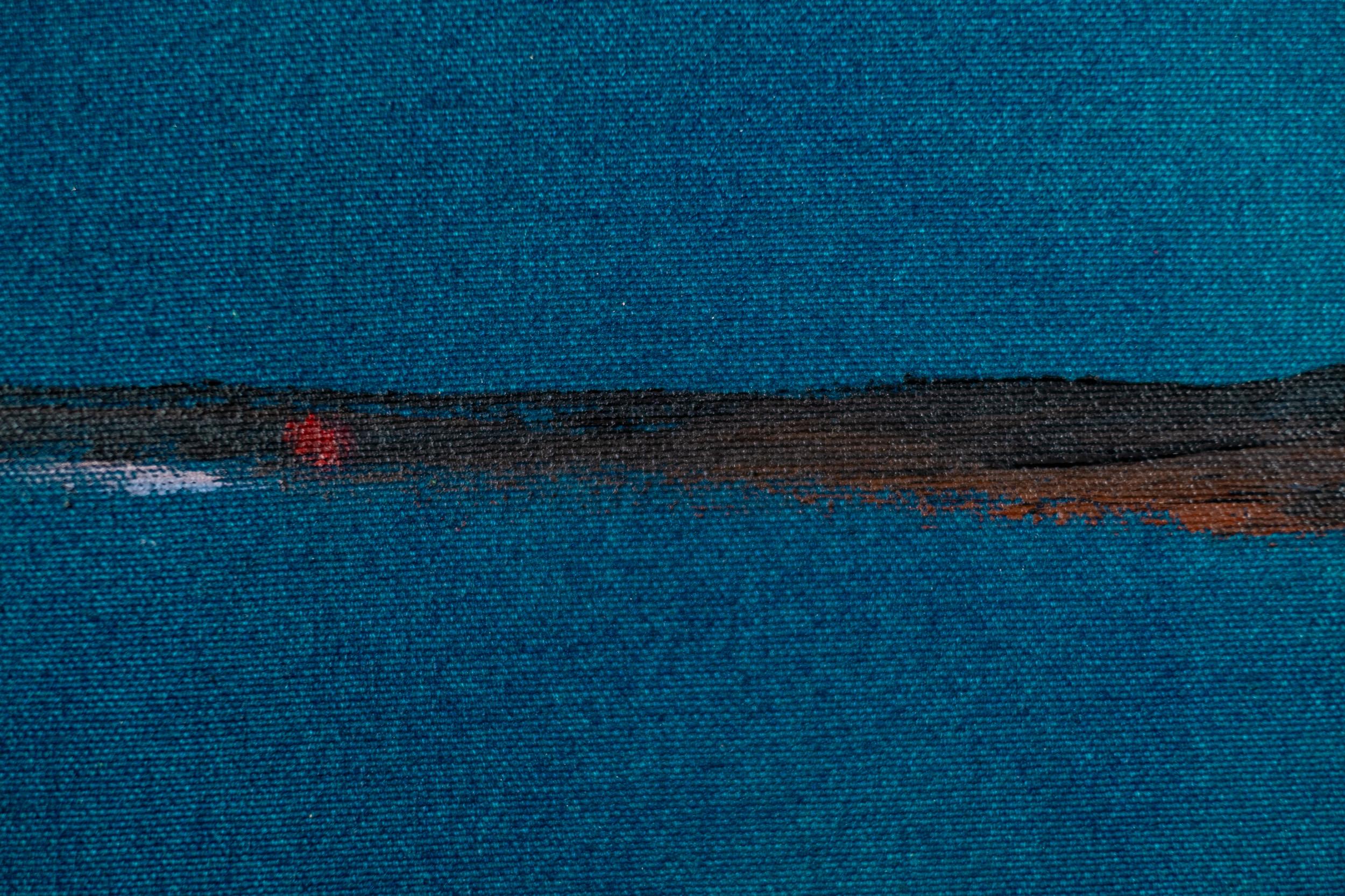 Seeufer: Graphite Blue - zeitgenössisch, minimalistisch, Landschaft, Acryl auf Leinwand im Angebot 6
