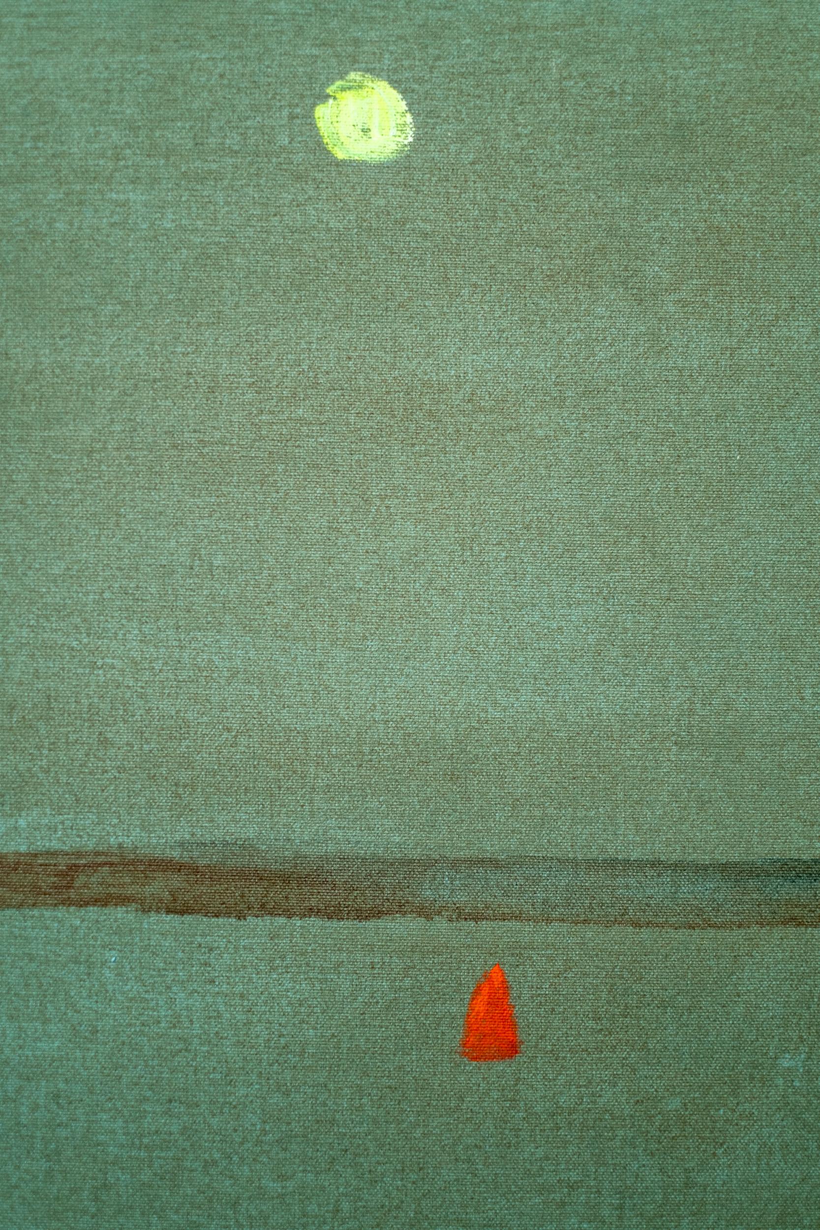 Lakeside Keepsake - paesaggio minimalista e contemporaneo, acrilico su tela 1
