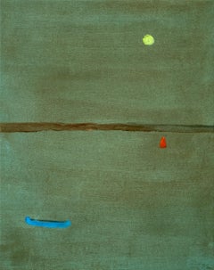 Lakeside Keepsake - minimaliste, contemporain, paysage, acrylique sur toile