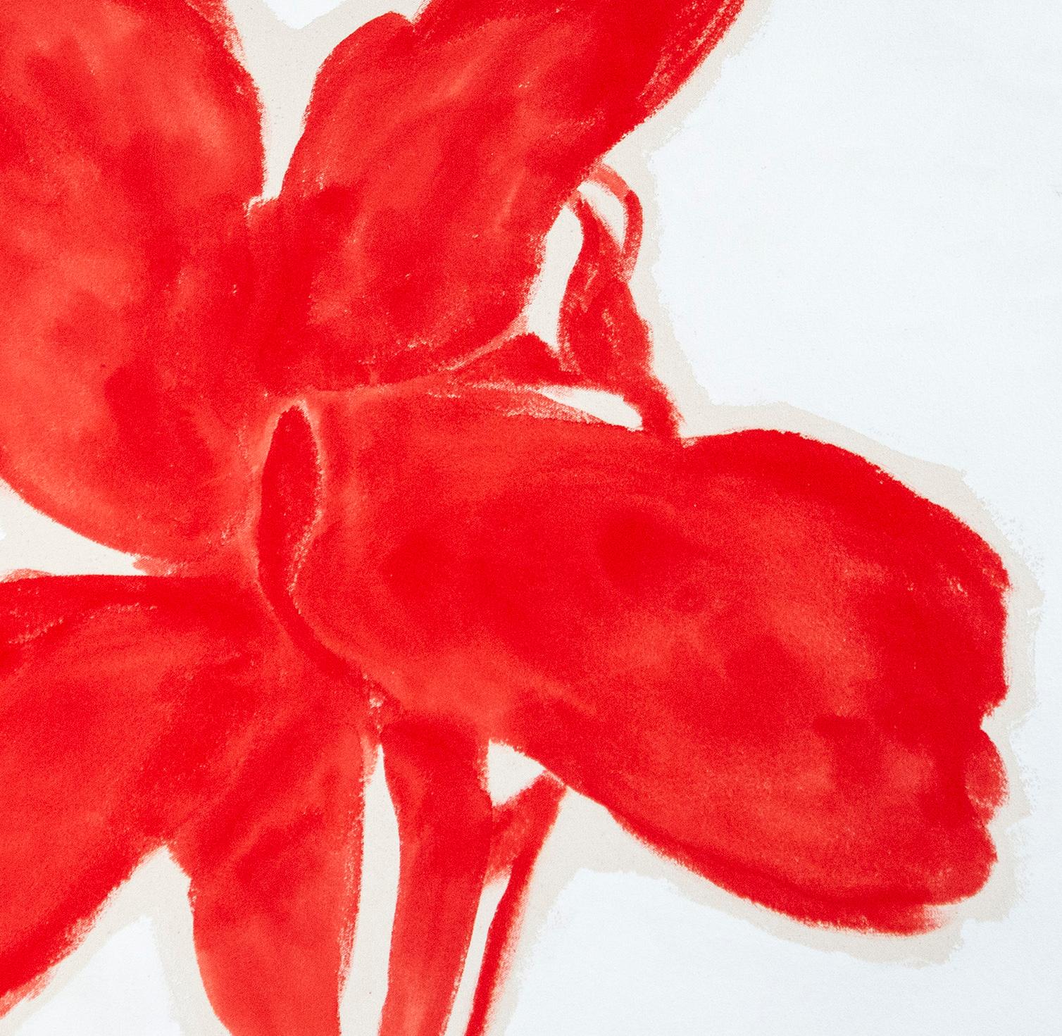 Lily, Red - minimalista, astratto, floreale, acrilico su tela in vendita 1