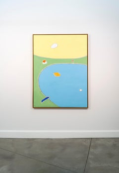 Middle Lake - colorful, minimalist, abstracted landscape, acrylic on canvas