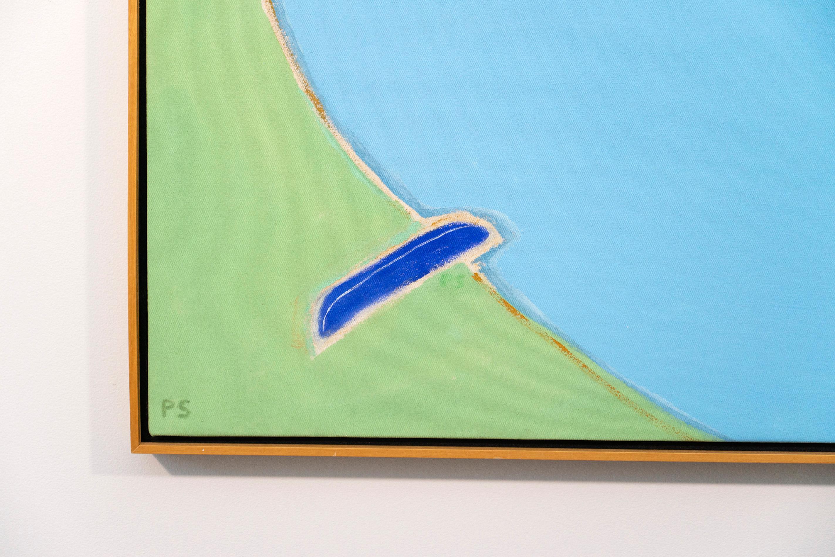 Middle Lake - paysage coloré, minimaliste et abstrait, acrylique sur toile en vente 1