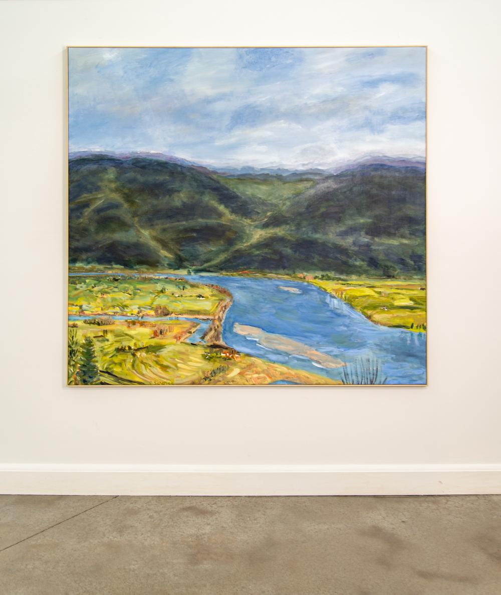 Mission View - groß, ausdrucksstark, farbenfroh, Landschaft, Acryl auf Leinwand (Zeitgenössisch), Painting, von Pat Service