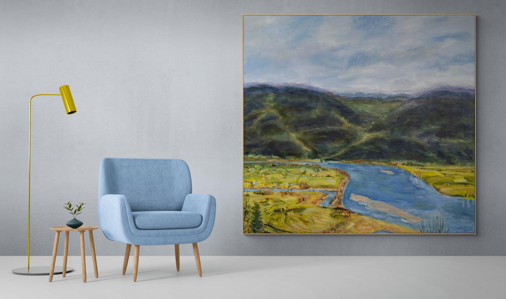 Mission View - grand, expressif, coloré, paysage, acrylique sur toile en vente 6