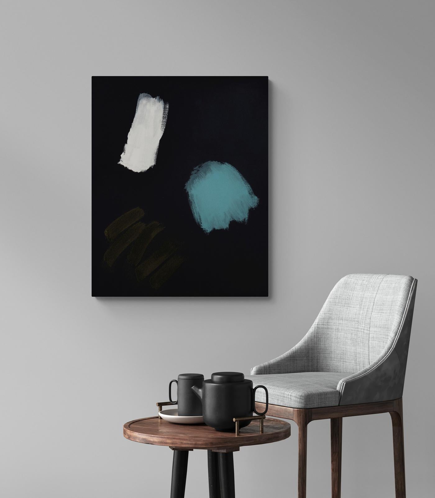 Moment I - dark, expressive, minimalist, abstracted shapes, acrylic on canvas For Sale 3