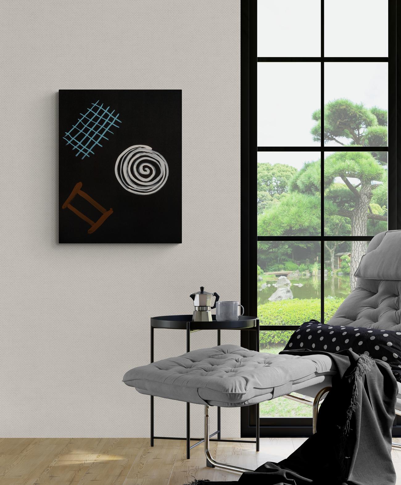 Moment III - scuro, espressivo, minimalista, forme astratte, acrilico su tela in vendita 3