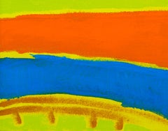 Sol de montaña - paisaje brillante, minimalista y abstracto, acrílico sobre lienzo