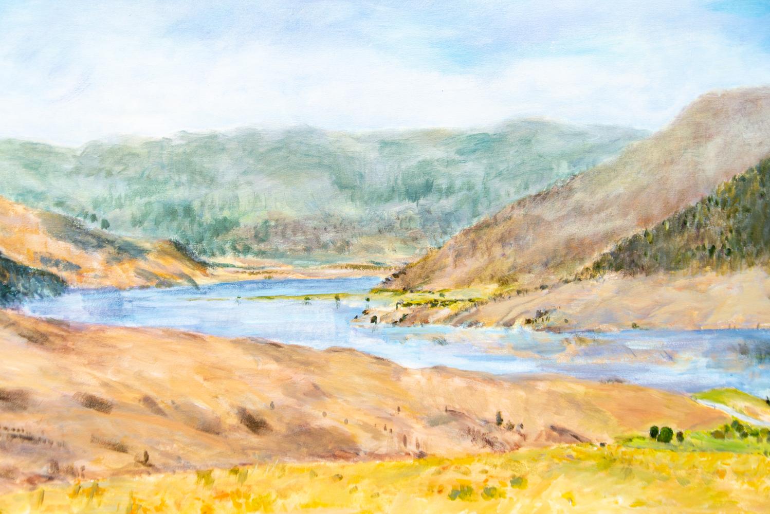 Nicola Lake II - calm, expressive, colorful, landscape, acrylic on canvas For Sale 3