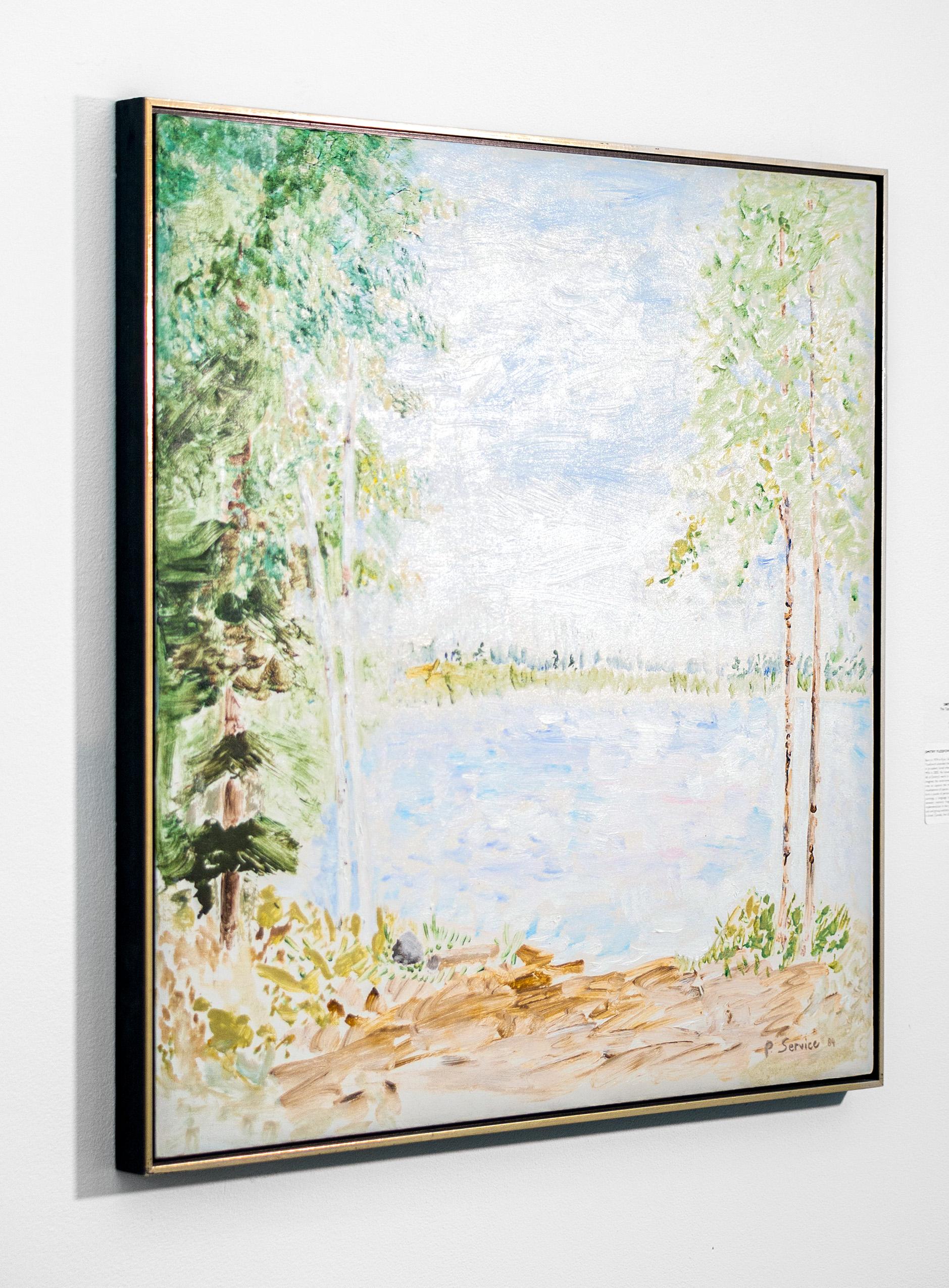 This acrylic landscape by Pat Service captures a lakeside view in summer.

Nature has always inspired the artwork of Canadian artist Pat Service. In a career that has spanned more than six decades, she first established her reputation as a superb