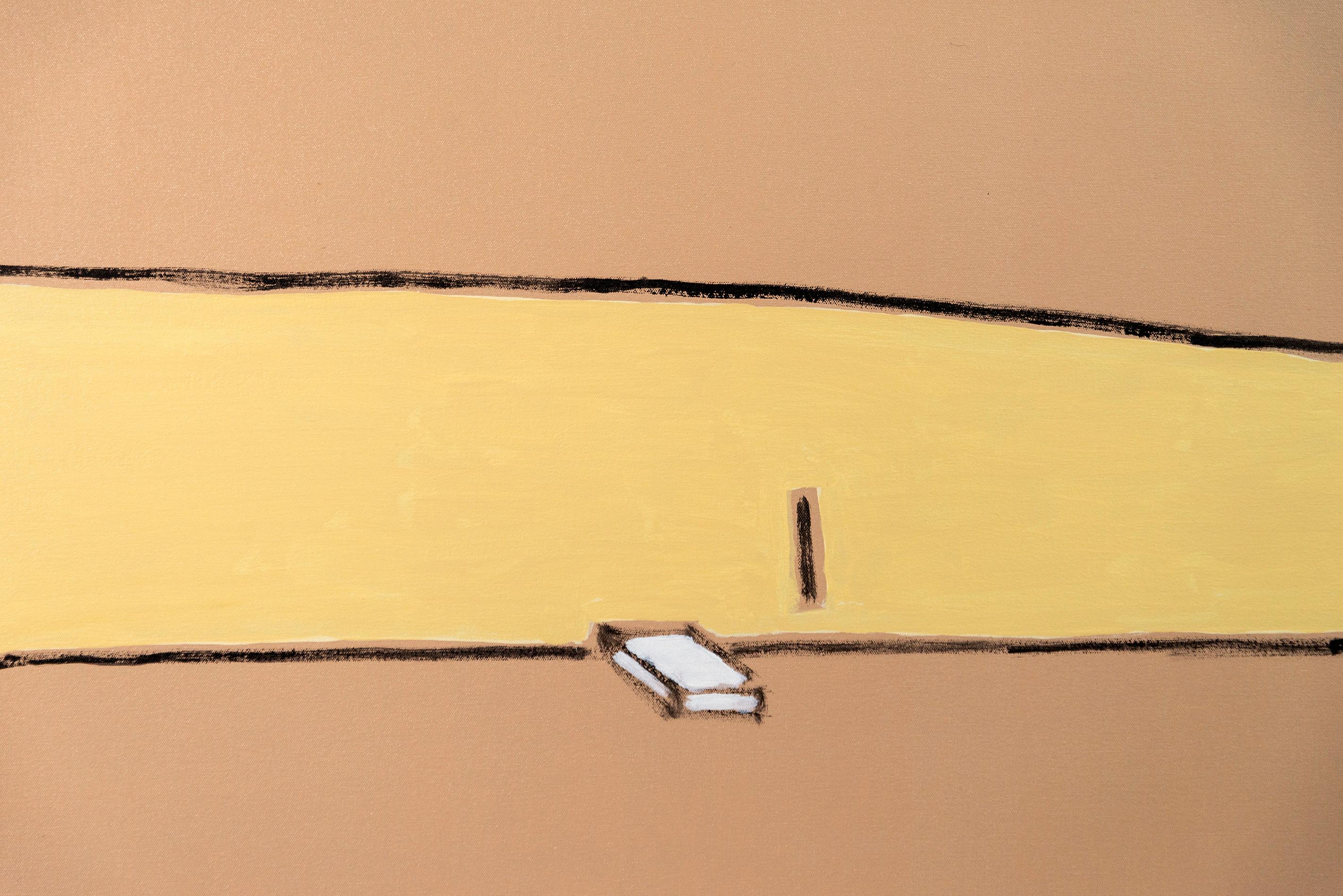 Turrón - brillante, cálido, minimalista, paisaje abstracto, acrílico sobre lienzo en venta 1