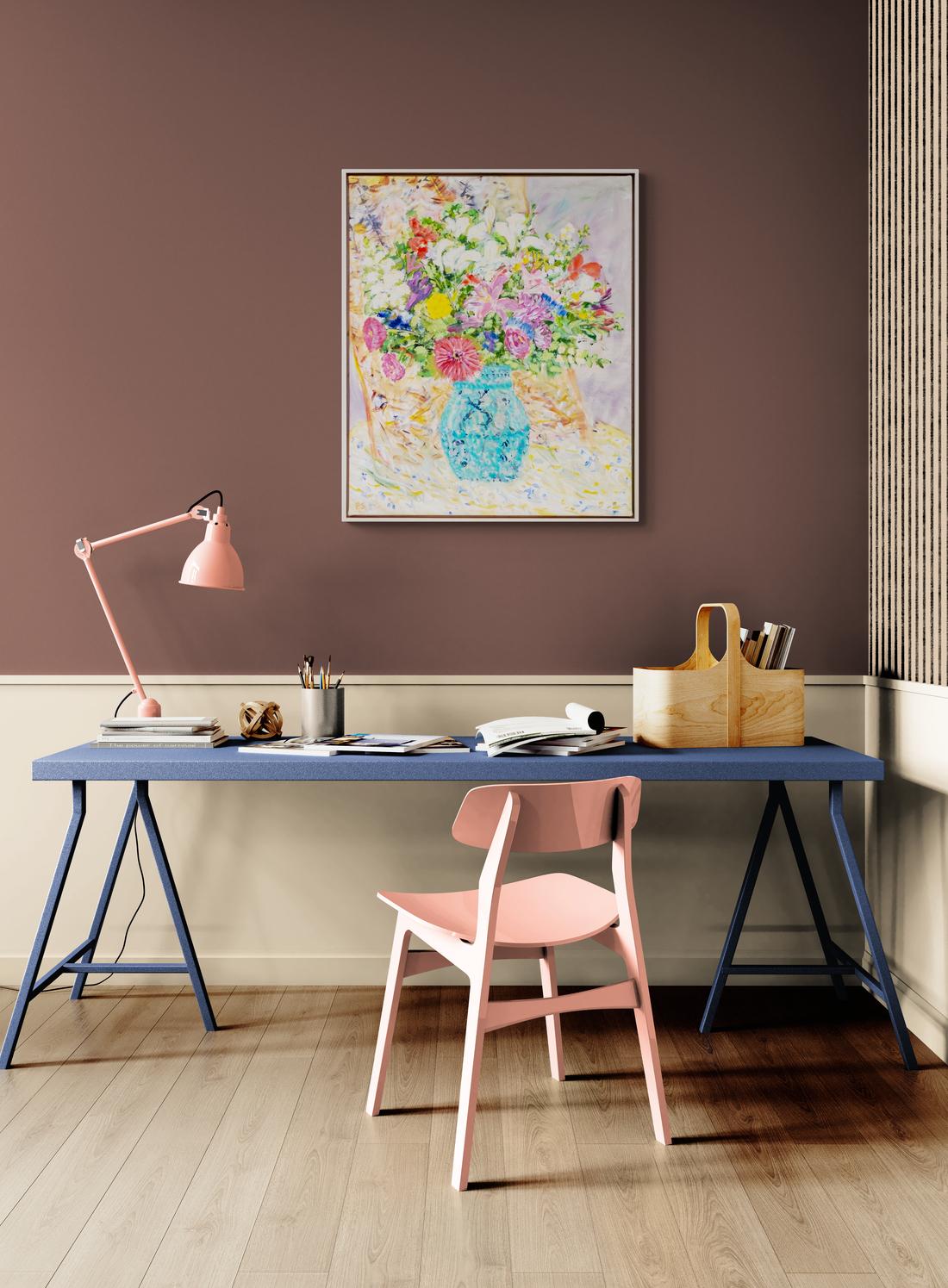 One & a Half - contemporaine, nature morte florale, acrylique et huile sur toile en vente 5