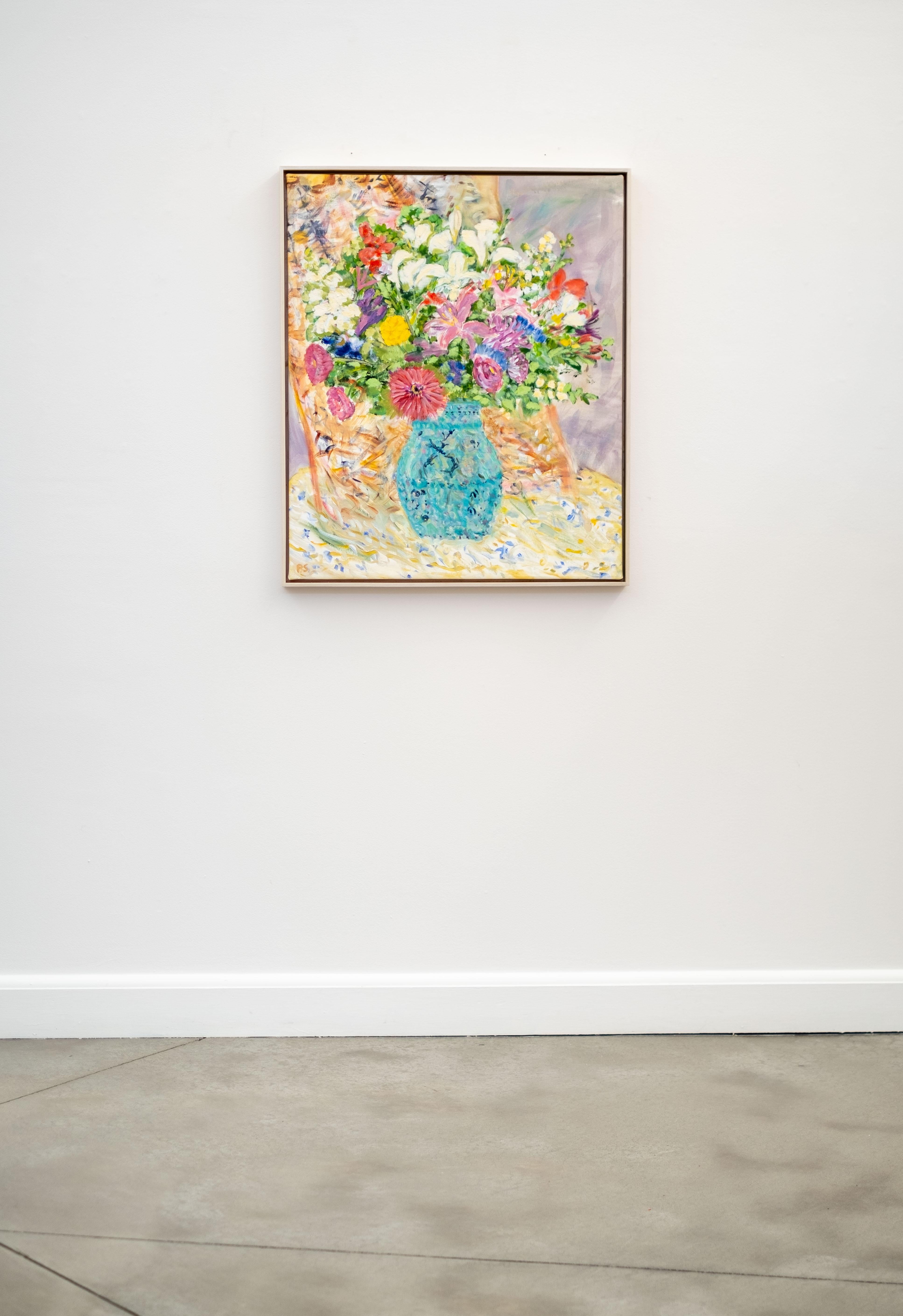 One & a Half - contemporaine, nature morte florale, acrylique et huile sur toile - Painting de Pat Service