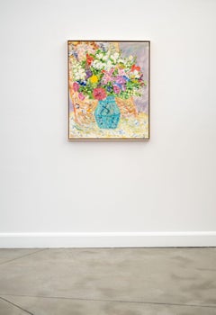 One & a Half - contemporary, floral still life, acrylic and oil on canvas