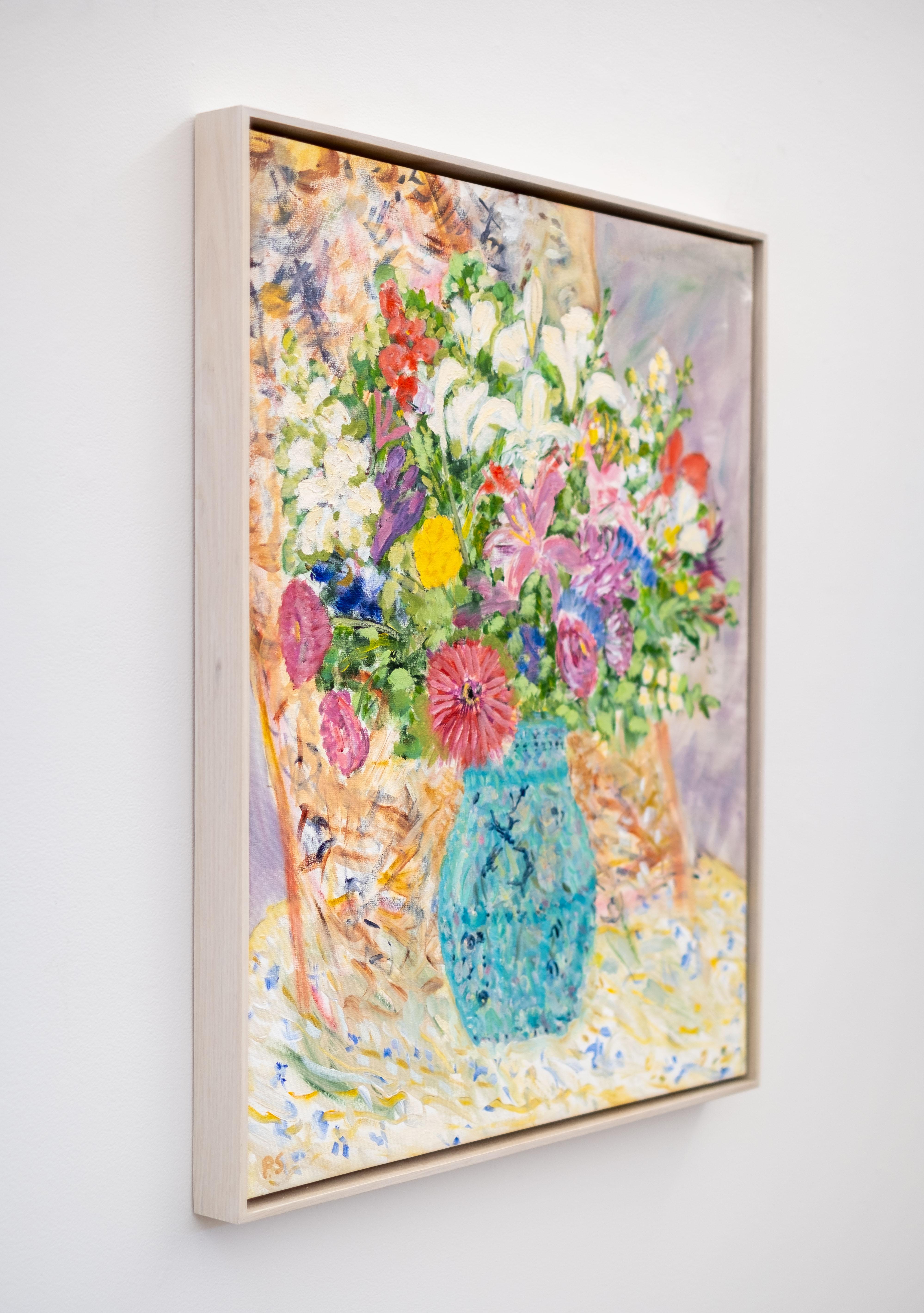 One & a Half - contemporaine, nature morte florale, acrylique et huile sur toile - Contemporain Painting par Pat Service