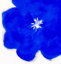 Pansy, Blue - colourful, expressive, abstract floral, acrylic on canvas