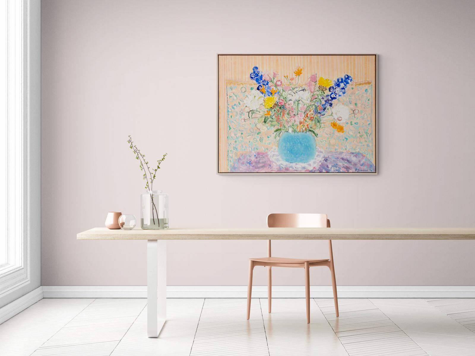 Peonies, Etc. - contemporary, floral still life, acrylic and oil on canvas For Sale 9