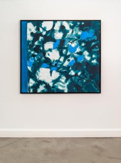 Piano Reflections 2 - dark, cool, expressive, abstracted, acrylic on canvas