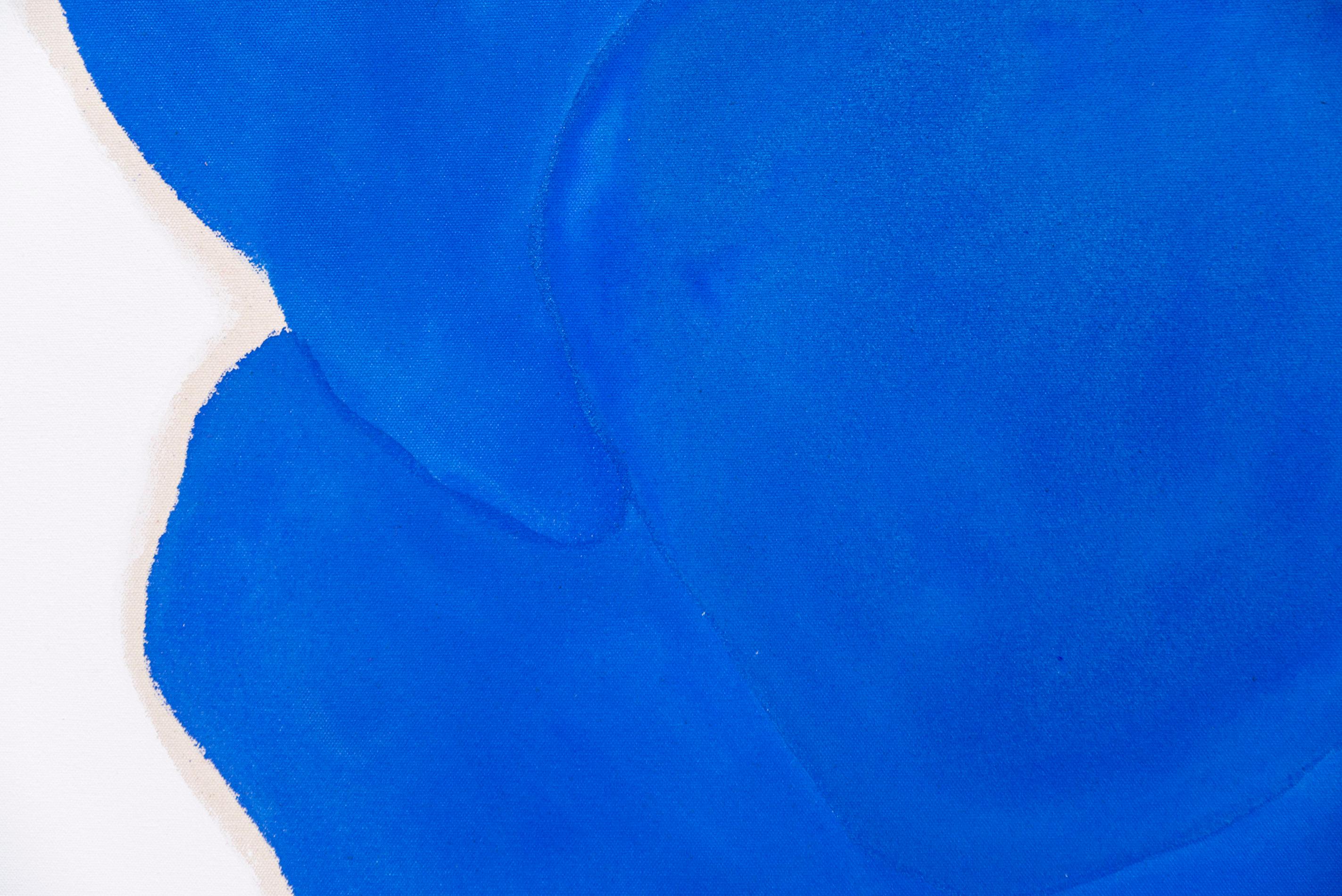 Proud Pansy - coloré, expressif, abstrait, floral, acrylique sur toile - Bleu Still-Life Painting par Pat Service