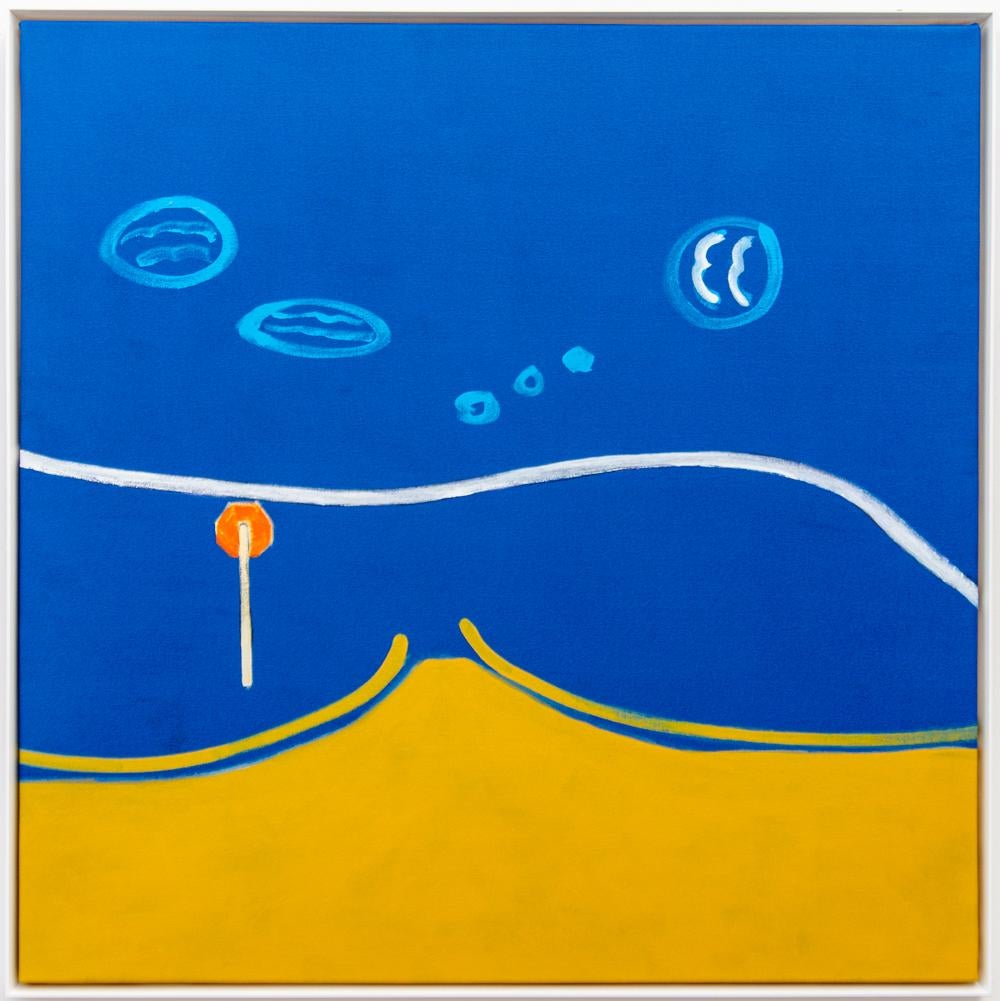 Punctuation - colorful, minimalist, abstracted landscape, acrylic on canvas - Painting by Pat Service