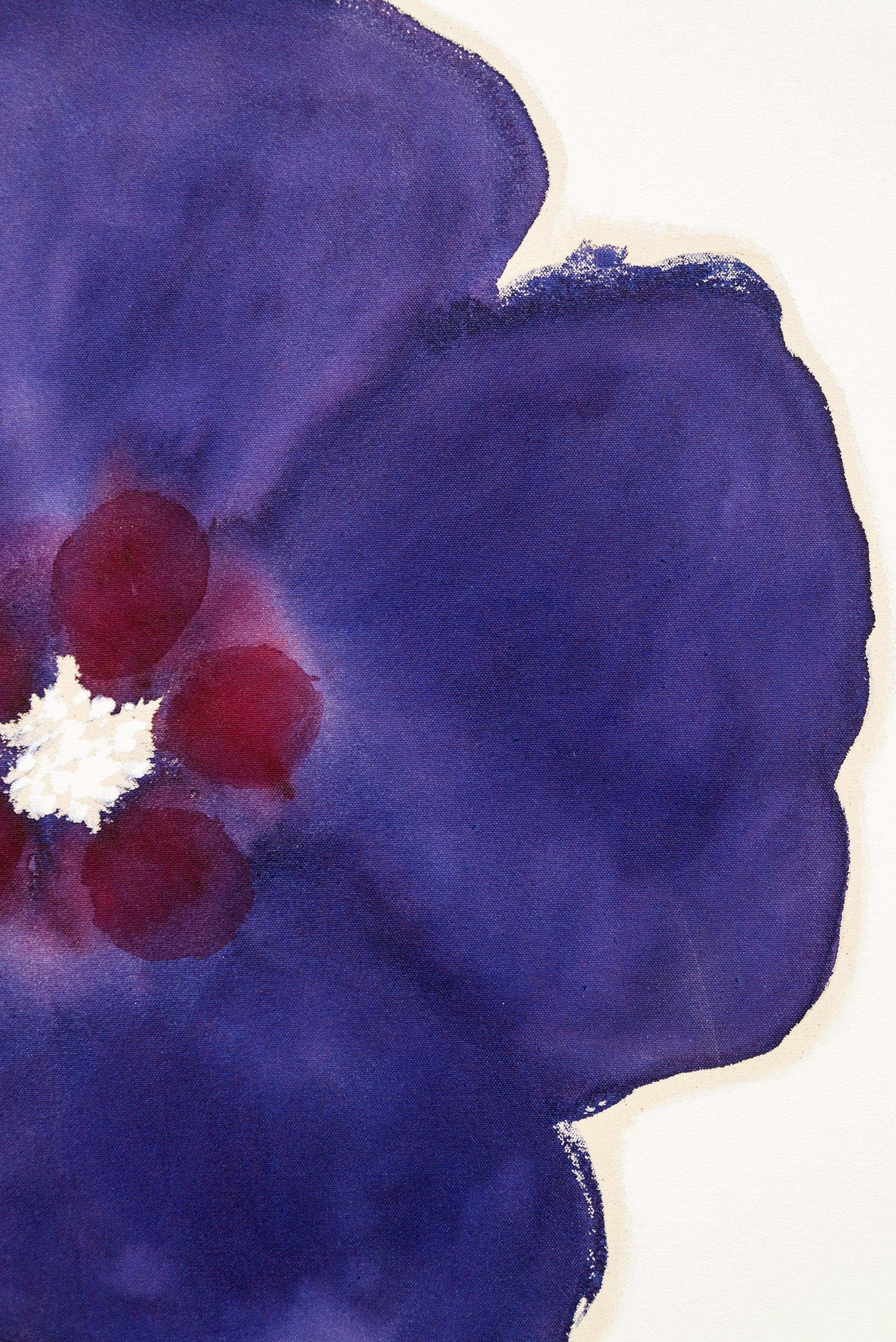 Purple Rain - zeitgenössisch, minimalistisch, abstrakt, floral, Acryl auf Leinwand im Angebot 1