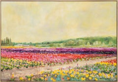 Rainbow Field - painting, landscape, contemporary, acrylic and oil on canvas