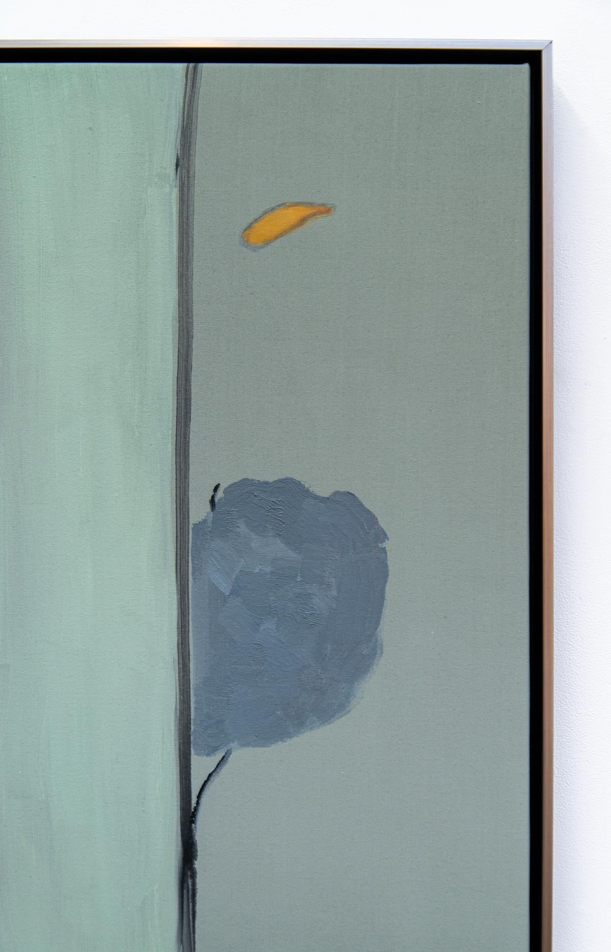 Sentinel - haute, minimaliste, forêt abstraite, acrylique sur toile - Gris Landscape Painting par Pat Service