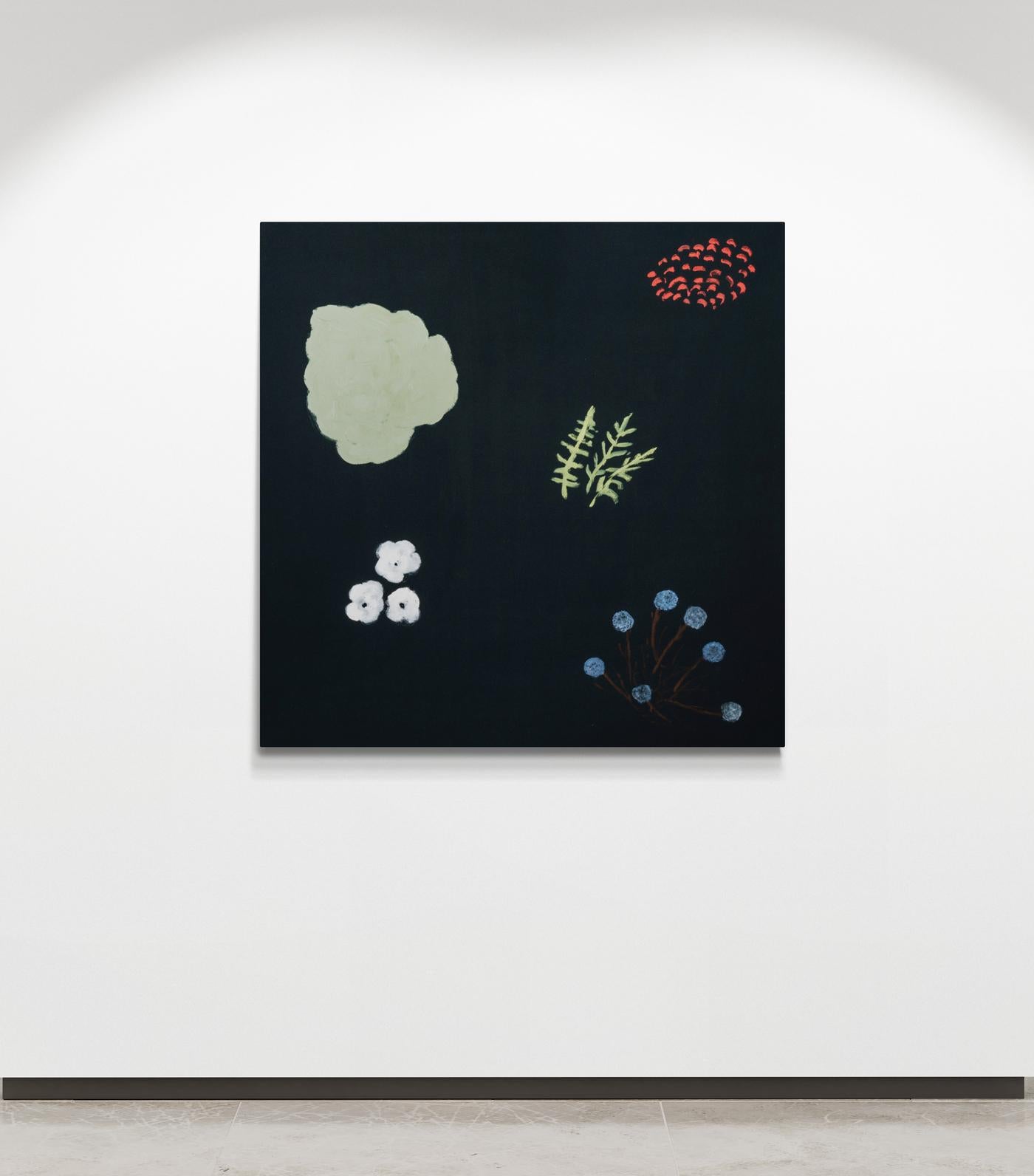 Settled - dark, expressive, minimalist, abstracted florals, acrylic on canvas For Sale 4