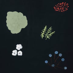 Establecido - oscuro, expresivo, minimalista, flores abstractas, acrílico sobre lienzo