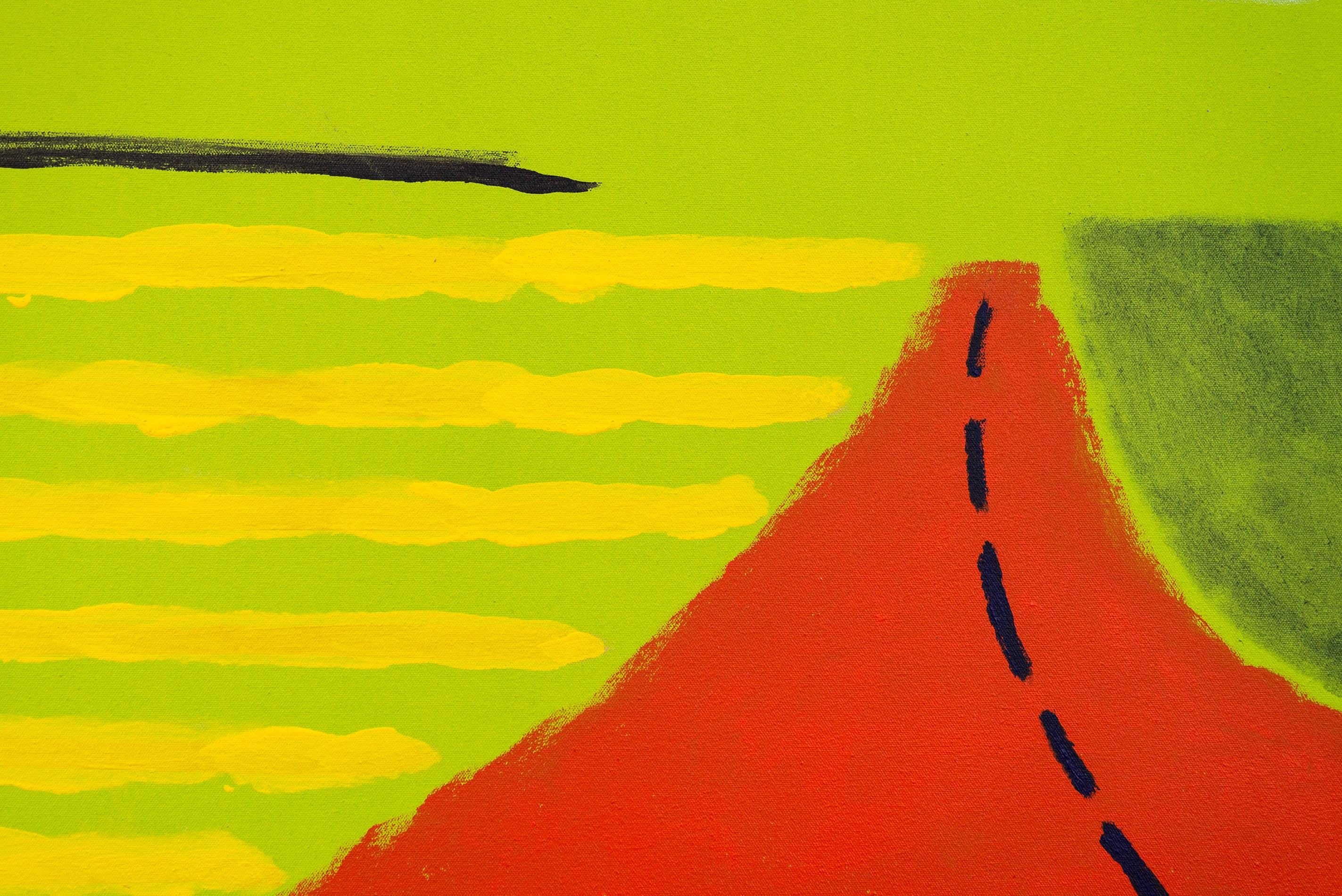 Side Road (Red) - contemporaneo, astratto, paesaggio, acrilico su tela - Painting di Pat Service