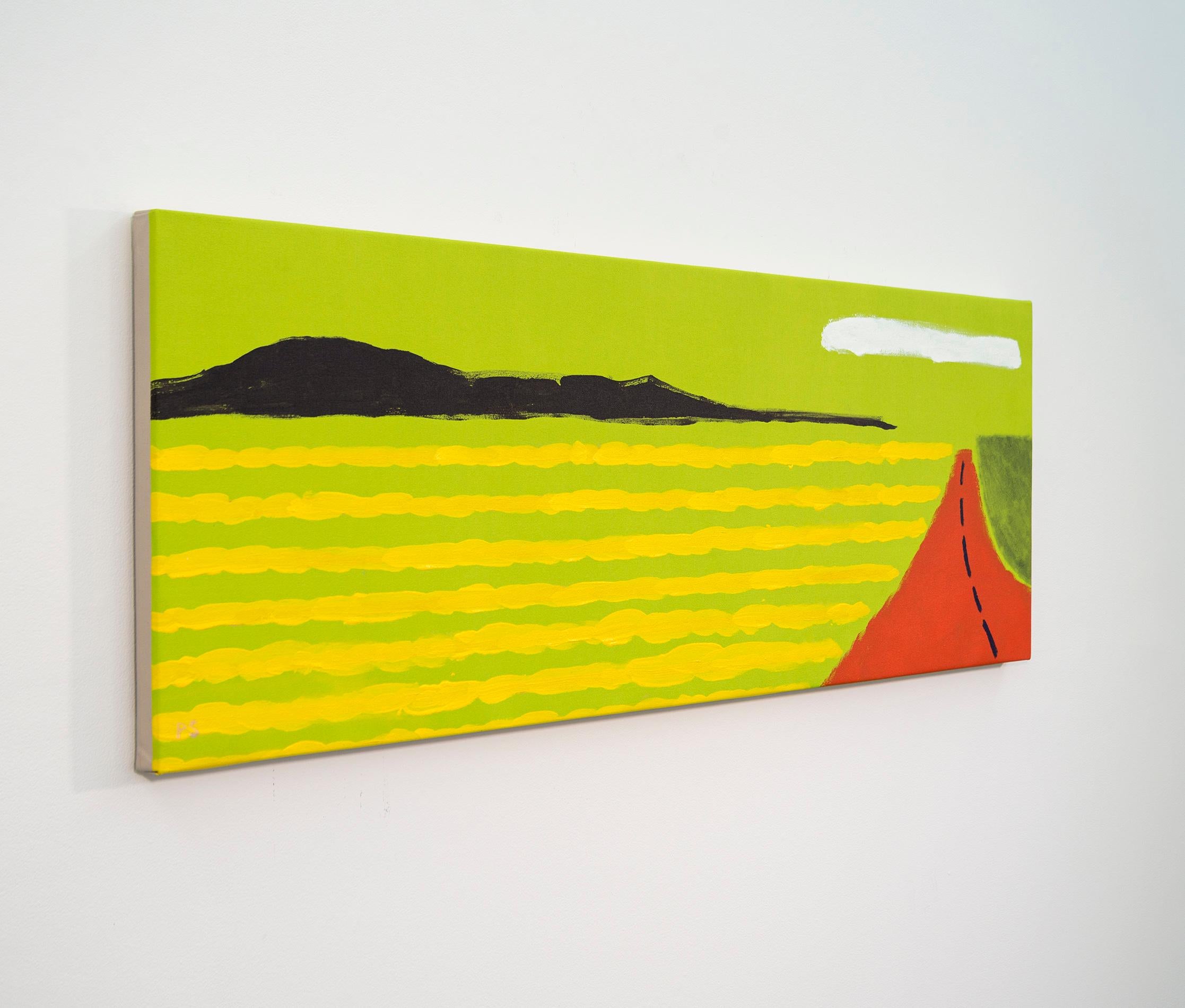 Side Road (Red) - contemporaneo, astratto, paesaggio, acrilico su tela in vendita 3