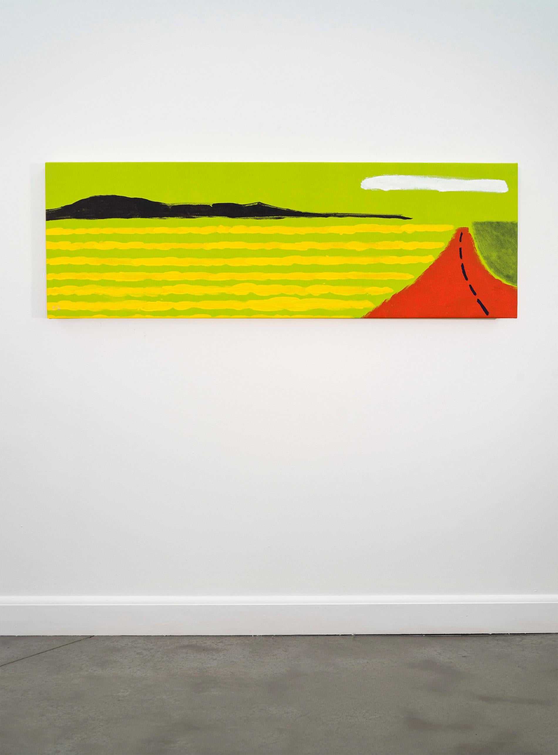 Side Road (Red) - contemporaneo, astratto, paesaggio, acrilico su tela in vendita 4