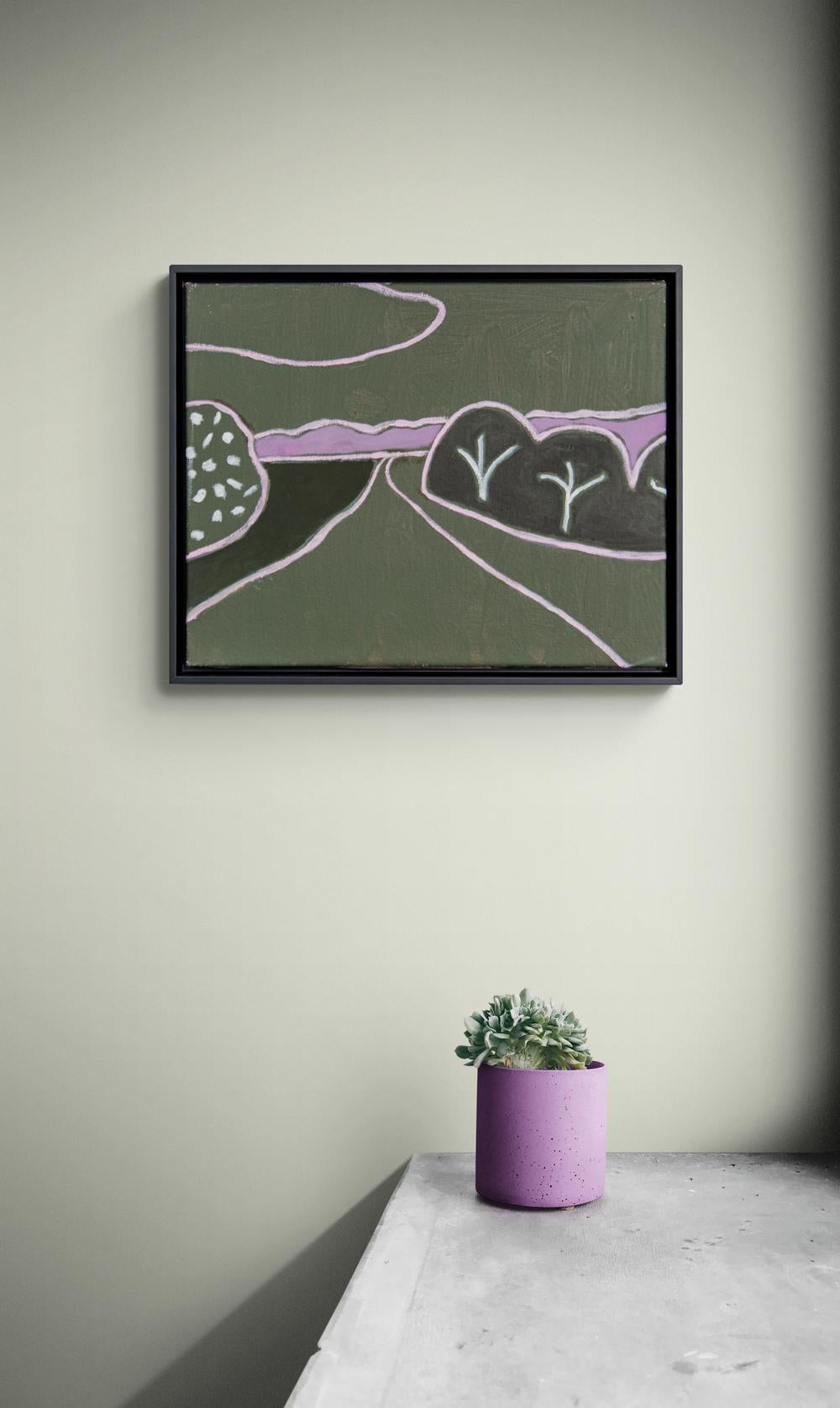 Einfache Geschichte – farbenfrohe, minimalistische, abstrahierte Landschaft, Acryl auf Leinwand im Angebot 4