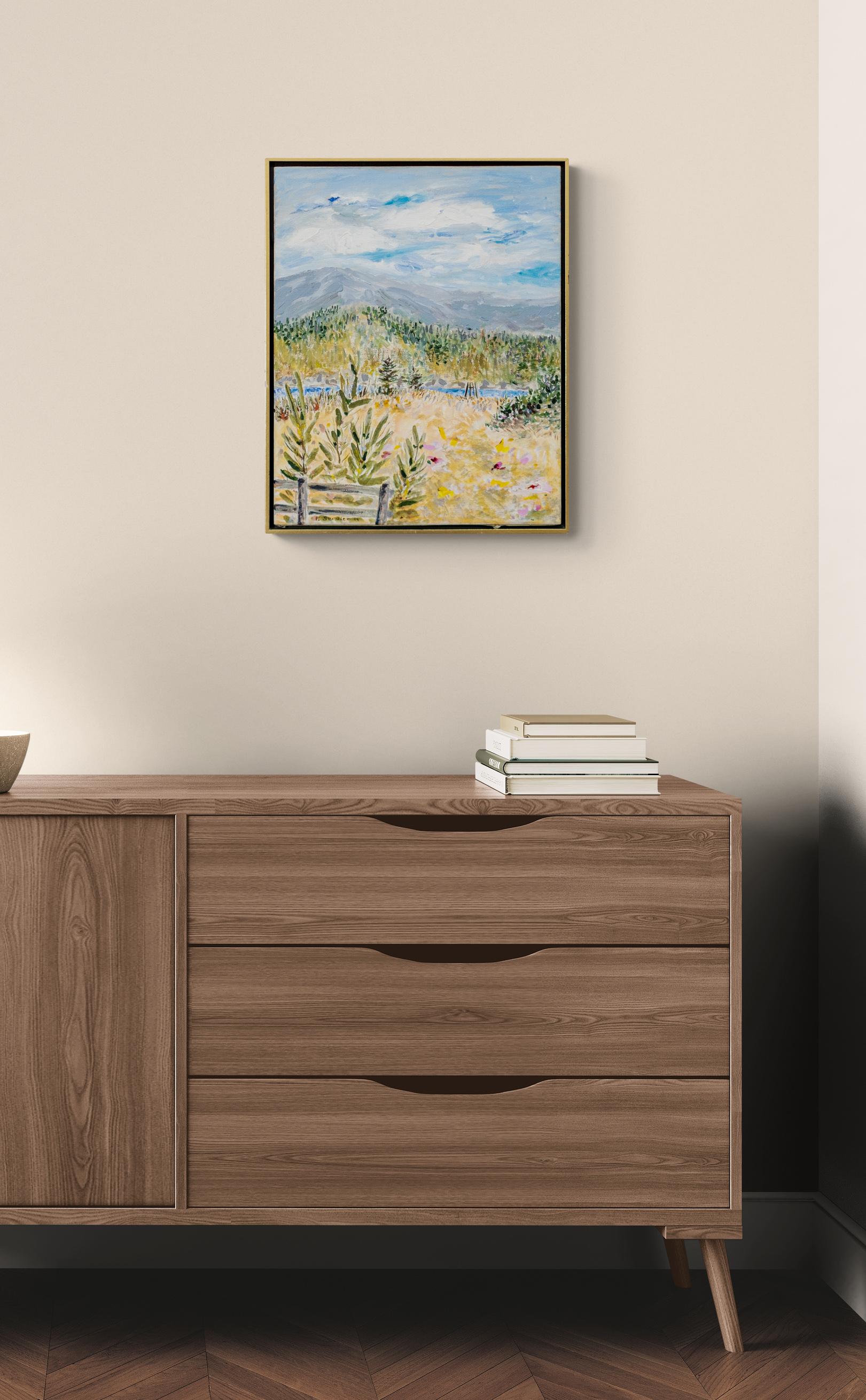 Small Surprise - contemporary, landscape, acrylic and charcoal on canvas For Sale 10