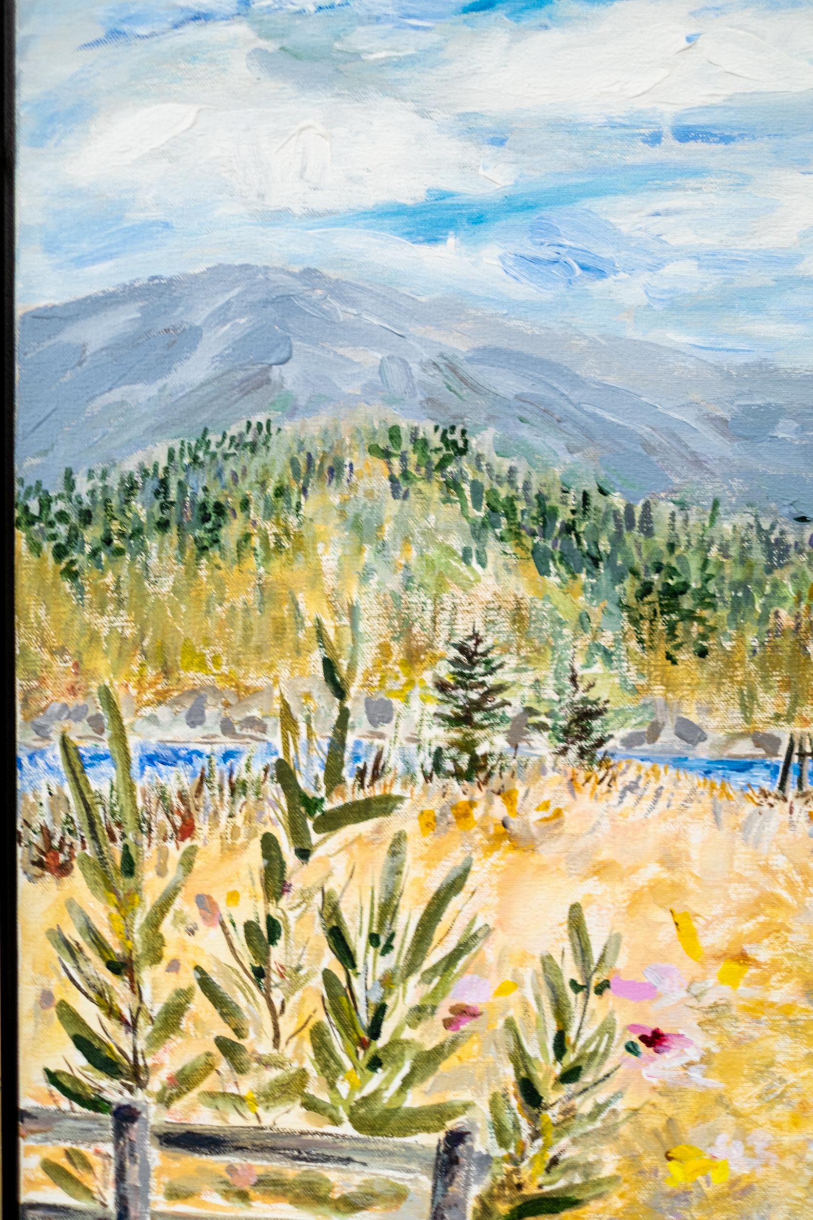 Small Surprise - contemporary, landscape, acrylic and charcoal on canvas For Sale 4
