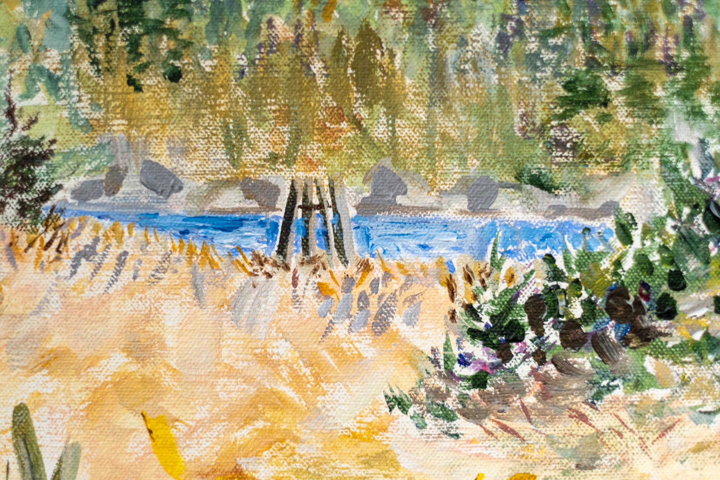 Small Surprise - contemporary, landscape, acrylic and charcoal on canvas For Sale 5