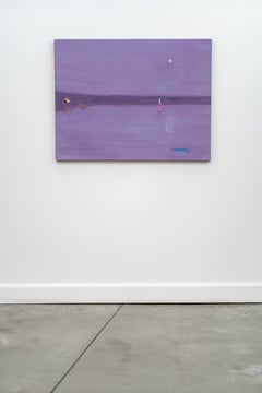 Stiller See - Dunkles Erröten - Acrylgemälde, Minimalistische Landschaft, 2000s