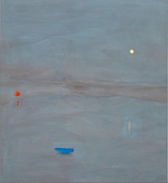 Still Lake - Interval - Minimalist Landscape Painting, Acrylic on Canvas