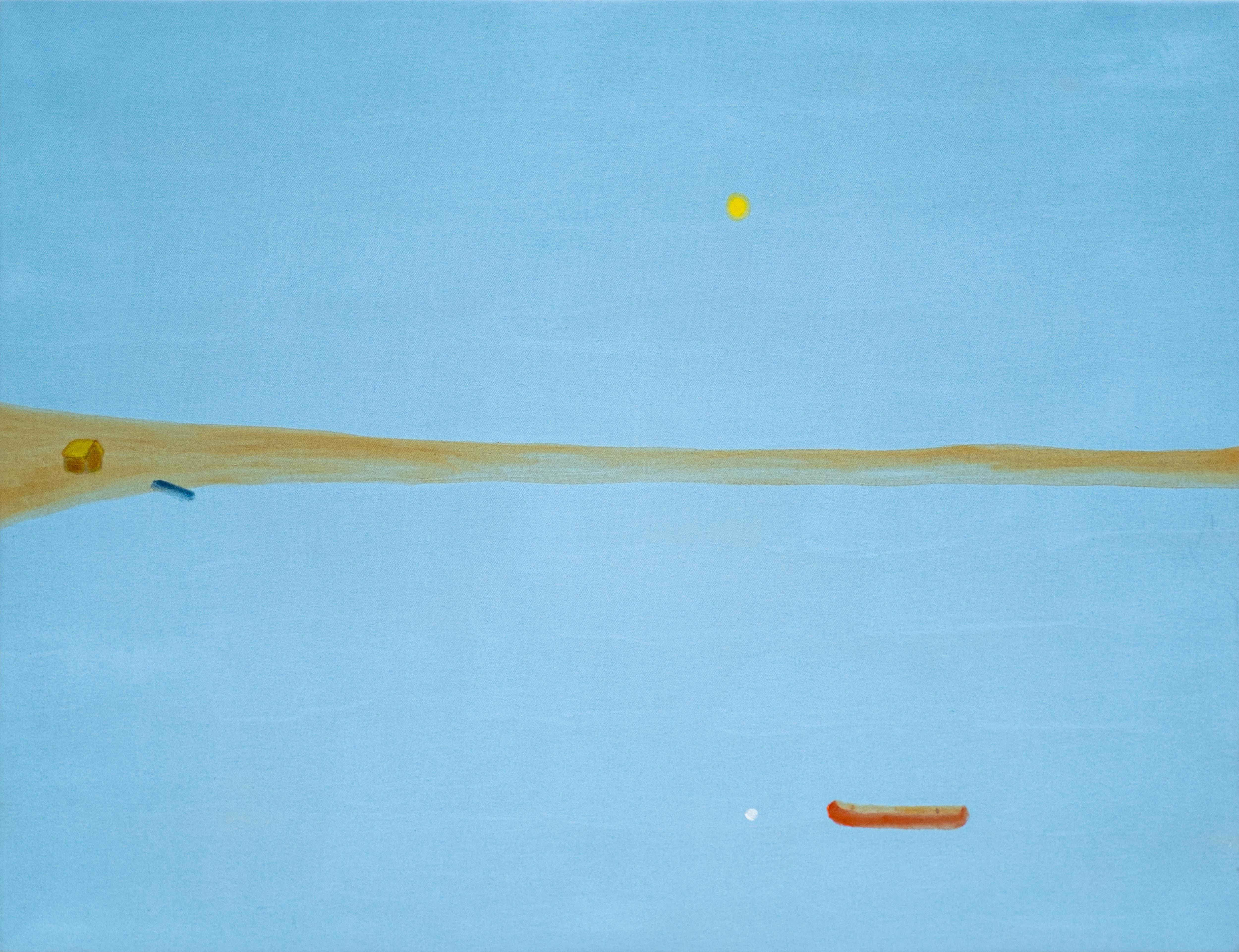Still Lake - Novena - Minimalist Abstract Landscape Painting, Acrylic on Canvas