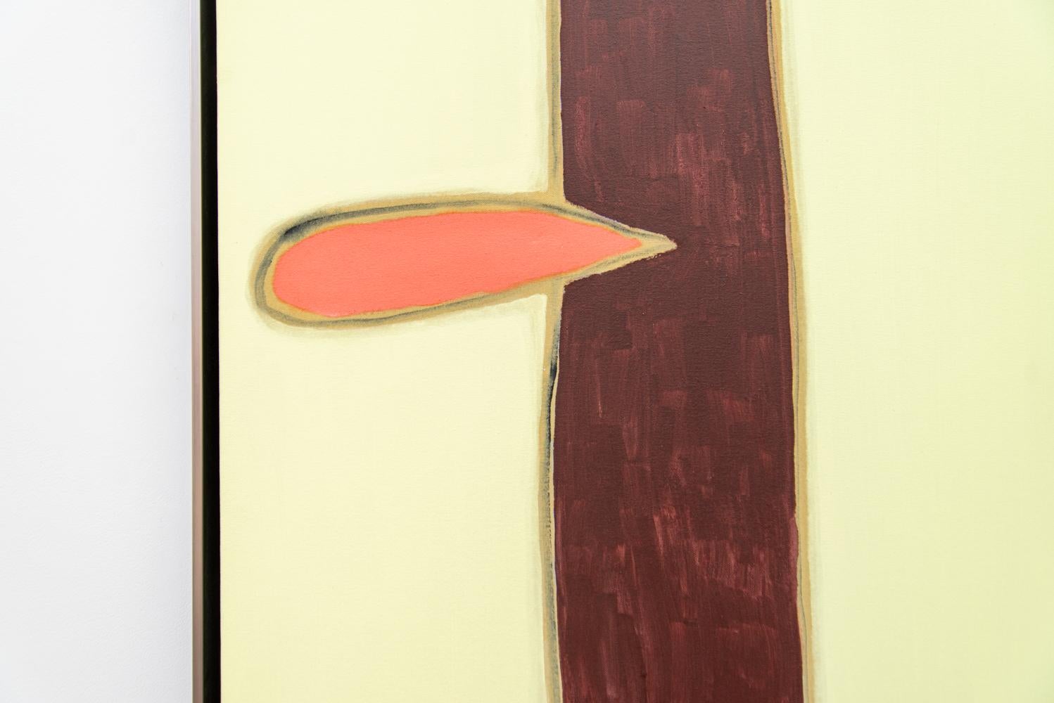 Threesome - haut, coloré, minimaliste, abstrait, acrylique sur toile - Jaune Landscape Painting par Pat Service